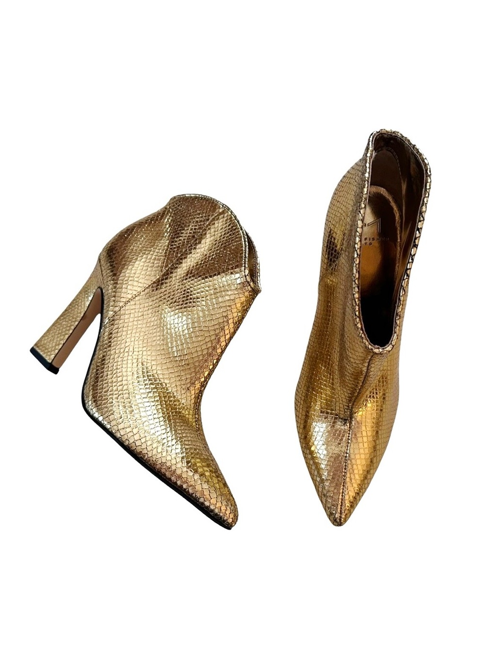 Marc Fisher LTD Masina Boots Gold Metallic Snake size 7.5